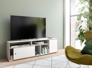 TV-Lowboard Jesper in weiß und Eiche 182 x 55 cm