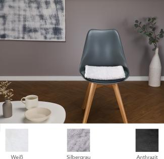 HOMESTORY Stuhlkissen Sitzkissen aus Kunstfell, eckig 35x35cm in weiß, flauschig, super-Soft und vegan, weiche Stuhlauflage für Wohnzimmer, Schlafzimmer und Kinderzimmer