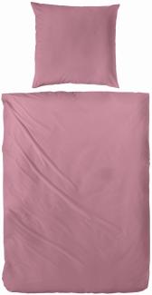 Hahn Haustextilien Luxus-Satin Bettwäsche uni Farbe rosenholz Größe 155x220 cm