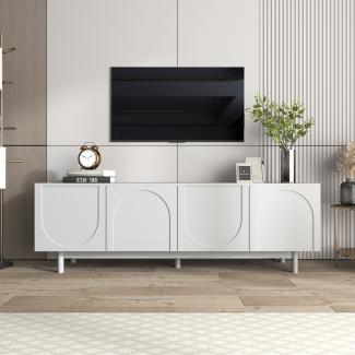 Merax Leichte Lowboard-TV-Möbel im Luxusstil, strukturierte Türen, verstellbare Trennwände, Weiß