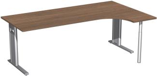 PC-Schreibtisch 'C Fuß Pro' rechts, feste Höhe 200x120x72cm, Nussbaum / Silber