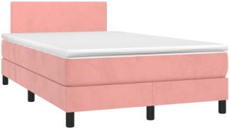 vidaXL Boxspringbett mit Matratze & LED Rosa 120x190 cm Samt 3270146