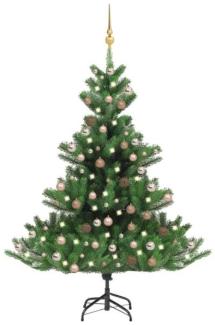 vidaXL Künstlicher Weihnachtsbaum Nordmann LED & Kugeln Grün 240 cm, Mit Beleuchtung [3077648]