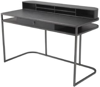 Casa Padrino Luxus Schreibtisch mit Schublade und abnehmbaren Regalaufsatz Dunkelgrau 130 x 60 x H. 75 cm - Büromöbel