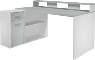 Schreibtisch 'Gamer' in weiß/grau, 160 - 200 x 92 cm