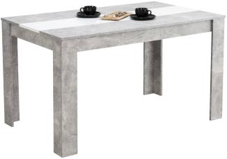 Esstisch Esszimmertisch Holztisch Küchentisch 135x80 cm Beton Optik Holz Massiv Grau Weiß