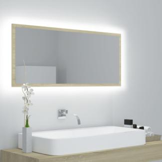 LED-Badspiegel, Spanplatte Sonoma-Eiche, 100 x 8,5 x 37 cm