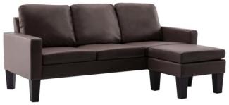 vidaXL 3-Sitzer-Sofa mit Hocker Braun Kunstleder