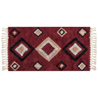 Teppich Baumwolle rot 80 x 150 cm geometrisches Muster SIIRT