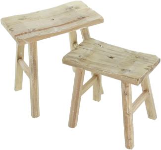 Holzhocker "Rustikal", 2er Set Hocker Sitzhocker Fußhocker Wohnzimmerdeko Flur