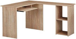 KADIMA DESIGN Schreibtischkombination ITTER 140 cm mit integriertem Standregal und Tastaturauszug. Farbe: Beige