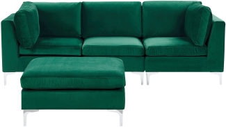 3-Sitzer Sofa Samtstoff mit Ottomane grün EVJA