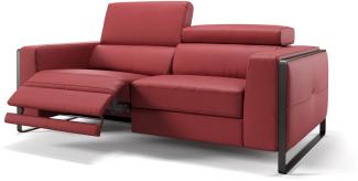 Sofanella Dreisitzer MANZANO Ledercouch Funktionssofa Couch in Rot
