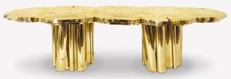 Casa Padrino Luxus Esstisch Gold 270 x 133 x H. 76 cm - Moderner massiver Metall Küchentisch - Luxus Esszimmer Möbel - Luxus Qualität