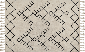 Teppich Baumwolle beige schwarz 140 x 200 cm geometrisches Muster Kurzflor ERLER