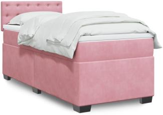 vidaXL Boxspringbett mit Matratze Rosa 100x200 cm Samt 3286251