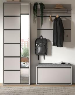 Garderobe Set 3-teilig Jaru in grau und schwarz 165 cm