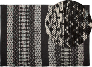 Teppich Leder schwarz/beige 140 x 200 cm SOKUN