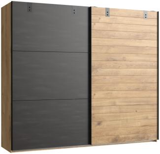 Wimex 'Detroit' Kleiderschrank, Schwebetürenschrank, Eiche/Stahl Schwarz, Industrial, ca. 200 cm