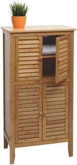 Badezimmerschrank HWC-B18, Regal Kommode, 4 Türen Bambus 100x50x30cm