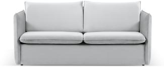 Micadoni 3-Sitzer Samtstoff Sofa mit Bettfunktion Agate | Bezug Silver | Beinfarbe Black Plastic