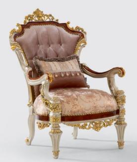 Casa Padrino Luxus Barock Sessel Rosa / Braun / Silber / Gold 78 x 70 x H. 116 cm - Prunkvoller Wohnzimmer Sessel mit elegantem Muster - Barock Möbel