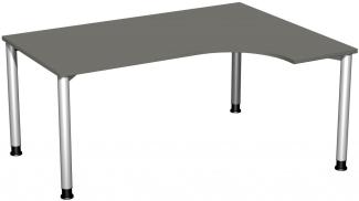 PC-Schreibtisch rechts, höhenverstellbar, 160x120cm, Graphit / Silber
