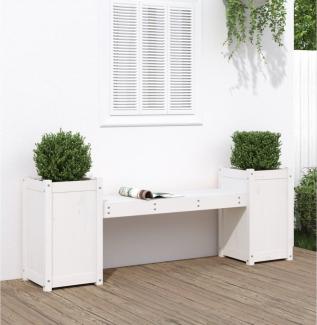 vidaXL Gartenbank mit Pflanzkübeln Weiß 180x36x63 cm Massivholz Kiefer