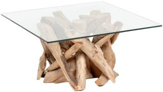 Teak Couchtisch TORA-eckig ca. L80cm Wohnzimmertisch Glastisch Holztisch Tisch