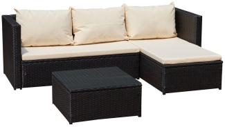 Luxus Premium Polyrattan Garten Lounge SET schwarz beige Esstisch Gartenmöbel