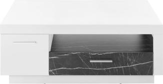 Couchtisch "Madrid" Wohnzimmertisch 110x65 cm Weiß Absetzungen Marmor Anthrazit