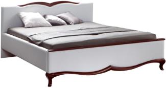 Casa Padrino Luxus Jugendstil Doppelbett Weiß / Dunkelbraun 170,6 x 213,3 x H. 97,5 cm - Elegantes Massivholz Bett - Barock & Jugendstil Schlafzimmer Möbel