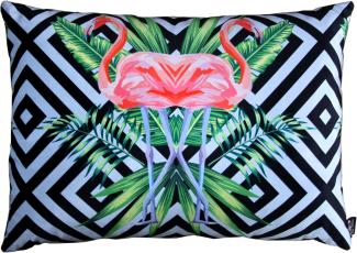 Casa Padrino Luxus Deko Kissen Florida Flamingos Mehrfarbig 35 x 55 cm - Feinster Samtstoff - Dekoratives Wohnzimmer Kissen
