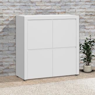 Kommode Carini Sideboard 105x38x107cm weiß Hochglanz grifflos