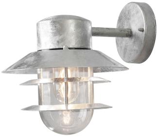 Moderne LED Außen Wandlaterne hängend, Stahl Silber, Höhe 24cm