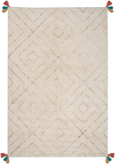 Teppich Baumwolle beige 200 x 300 cm geometrisches Muster Shaggy KARTAL