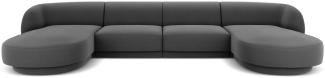 Micadoni 5-Sitzer Samtstoff Panorama Sofa Miley | Bezug Grey | Beinfarbe Black Plastic