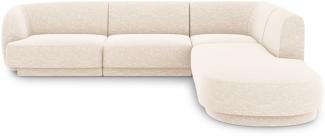Micadoni 6-Sitzer Ecke rechts Sofa Miley | Bezug Light Beige | Beinfarbe Black Plastic