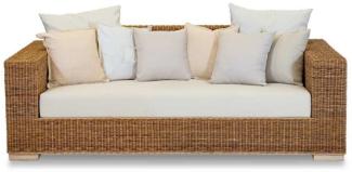Casa Padrino Luxus Gartensofa Braun / Creme / Mehrfarbig 200 x 90 x H. 70 cm - Wetterbeständiges Sofa mit Kissen - Pool Möbel - Garten Möbel - Hotel Möbel - Luxus Möbel - Made in Italy