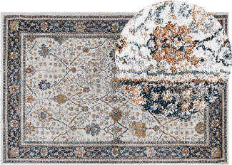 Teppich beige blau orientalisches Muster 200 x 300 cm Kurzflor ARATES