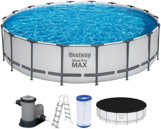 Steel Pro MAX™ Frame Pool Komplett-Set mit Filterpumpe Ø 549 x 122 cm, lichtgrau, rund