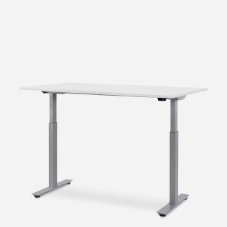 140 x 80 cm WRK21® SMART - Weiss Uni / Grau elektrisch höhenverstellbarer Schreibtisch