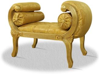 Casa Padrino Barock Schemel Gold 90 x 40 x H. 65 cm - Luxus Sitzbank