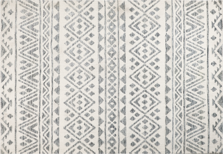Teppich creme grau 160 x 230 cm geometrisches Muster Kurzflor ASPANI