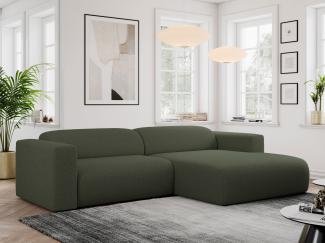 Ecksofa PASADENA, freistehendes Ecksofa, breite Armlehnen, Federsitz - rechts - Grün Boucle