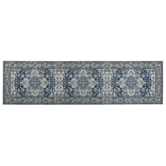 Teppich grau blau 80 x 300 cm orientalisches Muster Kurzflor KOTTAR