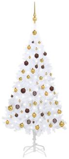 vidaXL Künstlicher Weihnachtsbaum mit LEDs & Kugeln Weiß 150 cm PVC, Mit Beleuchtung [3077540]