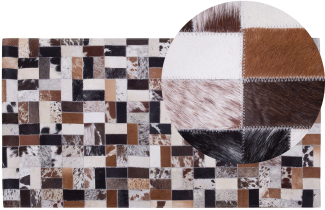Teppich Kuhfell braun-beige 80 x 150 cm Patchwork CESME