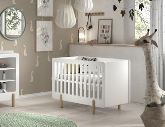 Babybett >SMILE< in Weiß lackiert, MDF - 130x86,7x64cm (BxHxT)