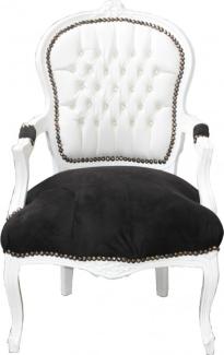 Casa Padrino Barock Salon Stuhl Weiß / Schwarz Mod2 Bling Bling